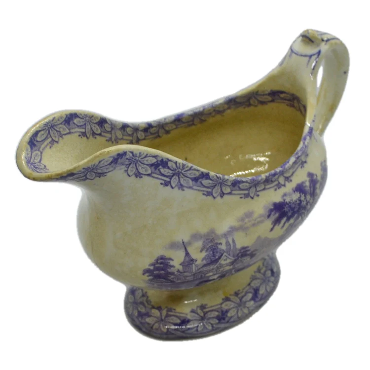 Antique Blue and White Ironstone Gravy Boat Chestnut 1860-1890 - Image 3