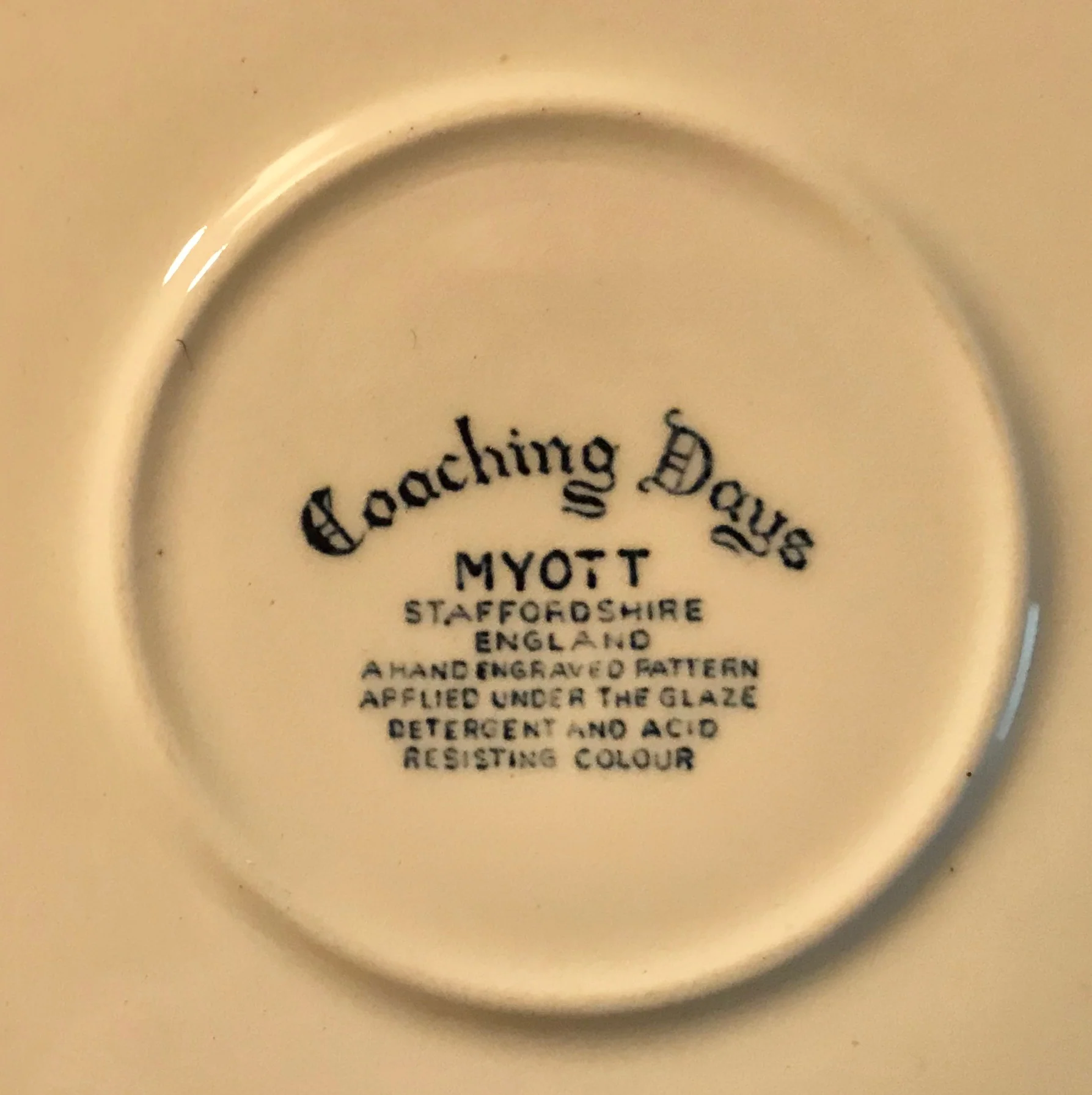 Myott Son & Co Coaching Days large breakfast cup and saucer blue and white china - Image 5
