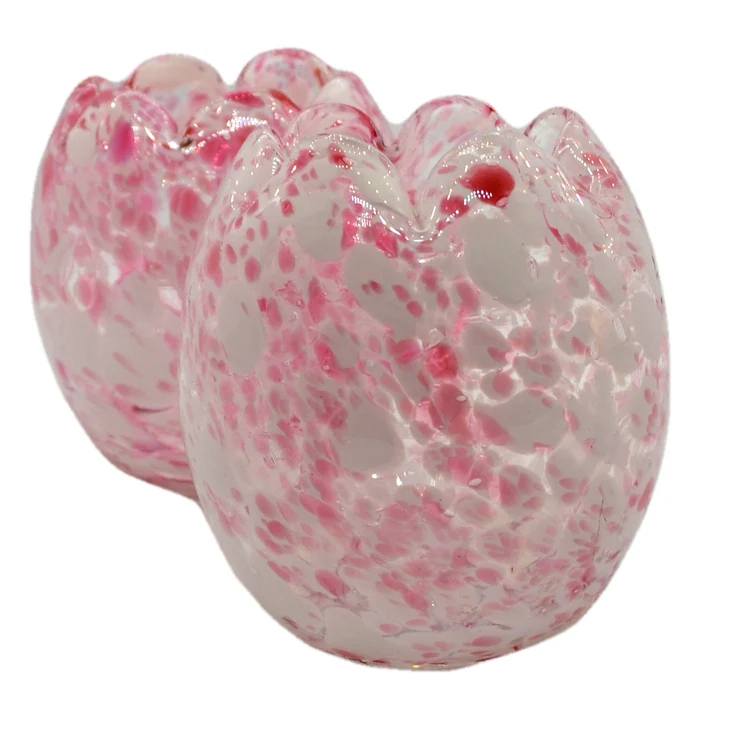 Pair of pink hand blown studio glass vases - Image 3