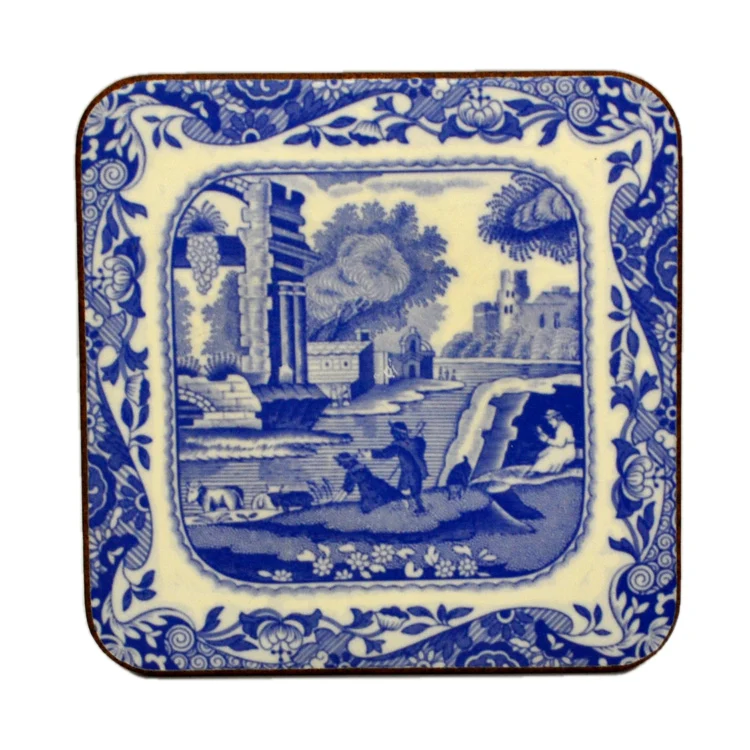 Six Spode Italian Blue and White Coasters - Image 3