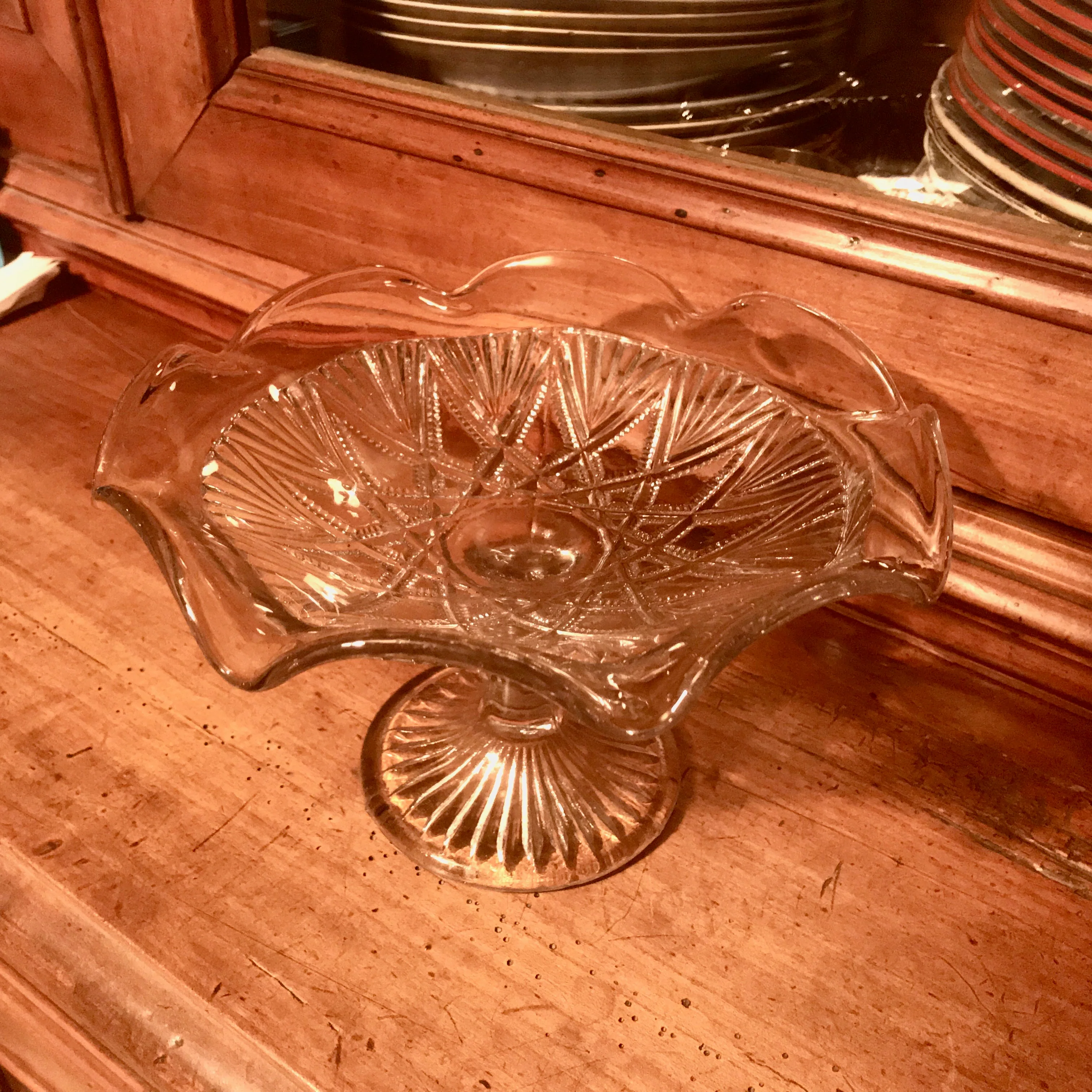 Vintage 1930's pressed glass fruit stand ref 3460 - Image 3