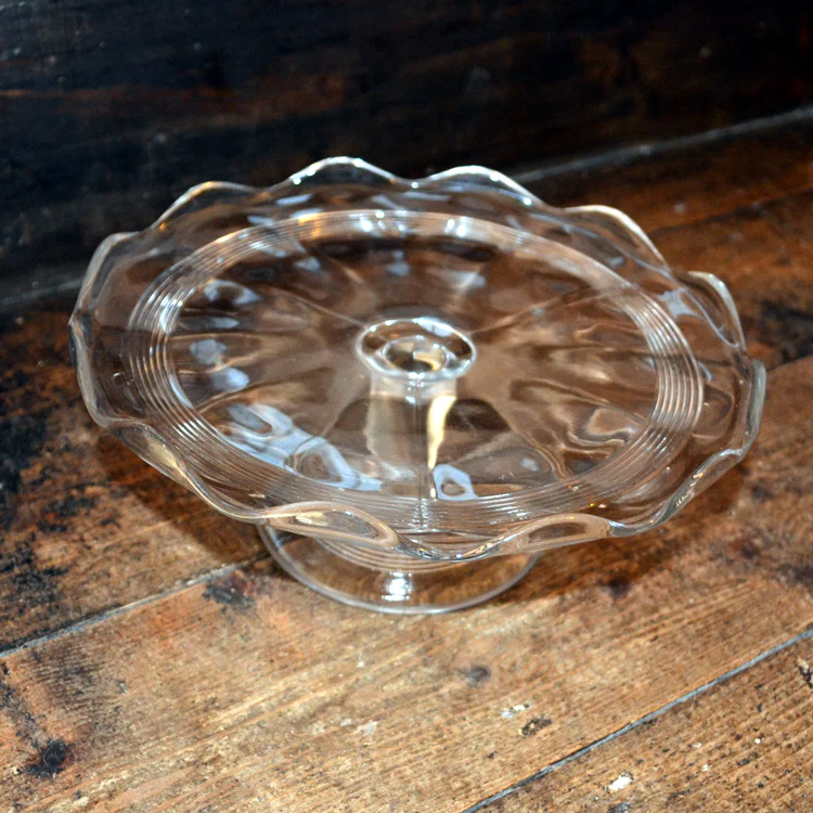 Vintage 1940,s tri-mold glass cake stand - Image 3